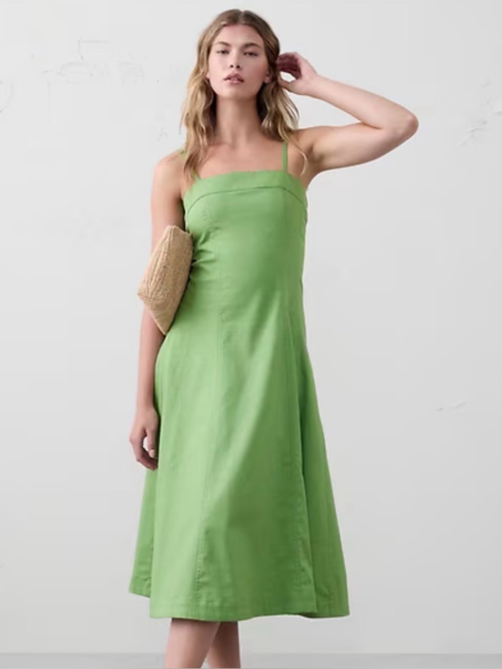 Banana Republic Green Midi Dress with Spaghetti Straps
